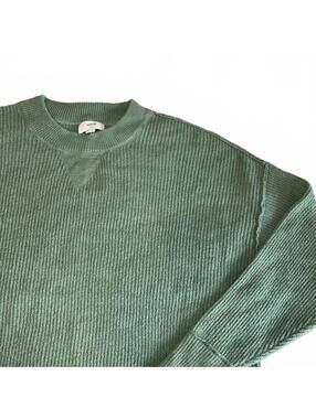 Aerie Cozy Ribbed Knit Crewneck Sweater RN: 54485 In Green, Woman’s Size Small